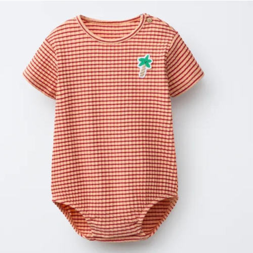 STRIPED PALM PATCH BODYSUIT WITH MODAL - Orange | ZARA United States