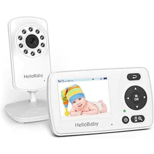 HelloBaby HB30 Video Baby Monitor with Digital Camera and Audio, No WiFi No App Safety Baby Monitor, 8 Languages, Auto Night Vision, 1000ft Transmission Range, 2.4 inch Portable Screen
