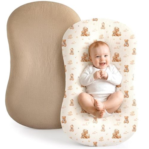 Termichy Muslin Cover for Baby Lounger: Fitted for 32x20" Baby Nest