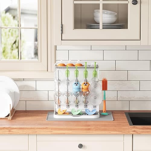Lifewit Bottle Drying Rack with Drain Mat