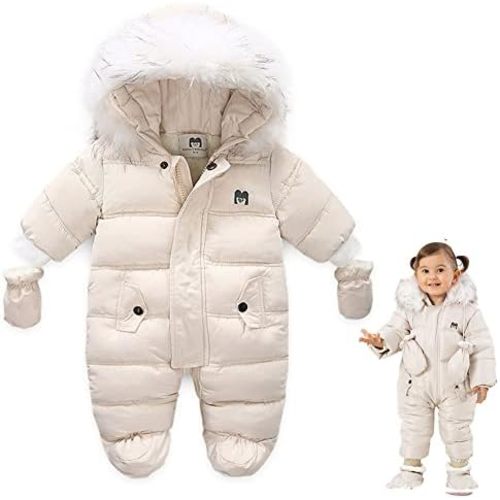 UVIPC Baby Winter Snowsuit Toddler Winter Suit Outwear Hooded Snow Outfit Footie Snow Suit for 3-24M