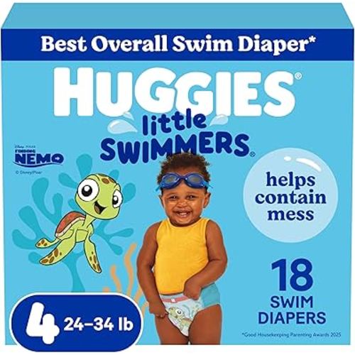 Huggies Little Swimmers Disposable Swimming Diapers, Size 4 (24-34 lbs), 18 Ct