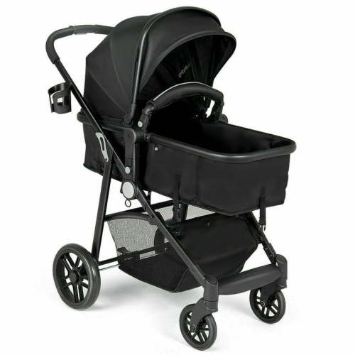 Costway Foldable Baby Stroller 2 in 1 Newborn Infant Travel Buggy Pushchair 22 lbs Black