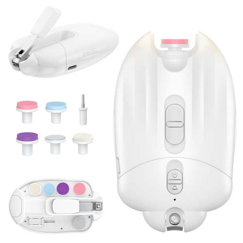 Febfoxs Baby Nail Clipper Electric with LED Light, Silent Rechargeable Nail File for Newborn Toddler and Adults