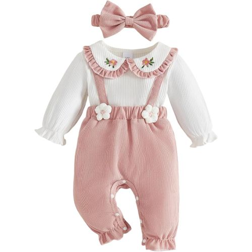 YINGISFITM Newborn Baby Girl Clothes Floral Romper Fack Two Piece Jumpsuit