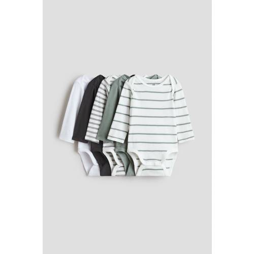 5-PACK COTTON BODYSUITS WITH LAP SHOULDERS
