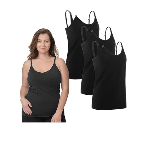 Under Control Nursing Cami Tank Tops for Breastfeeding Women Nursing Tops Maternity Shirts, Camisoles with Built in Bra 3Pack
