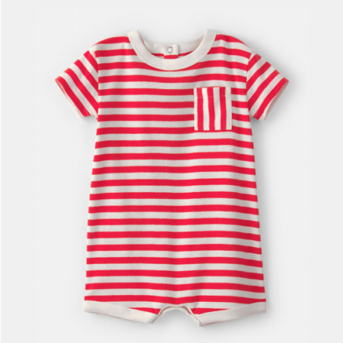 Baby Stripe Short-Sleeve Romper - Red/White | Carter's