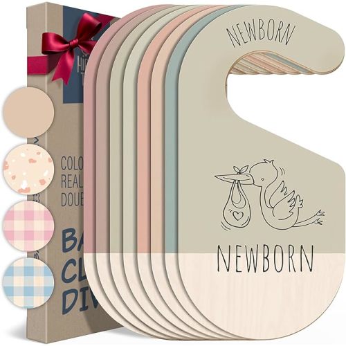 Baby Clothes Dividers For Closet - Wooden Baby Clothes Organizer Dividers for Boy & Girl, 8 Baby Closet Dividers by Size - Ideal Clothing Organizers