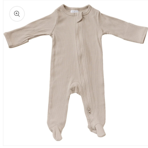 Oatmeal Organic Cotton Ribbed Zipper – Mebie Baby