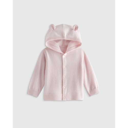 Washable Cashmere Hooded Cardigan in Minimal Pink