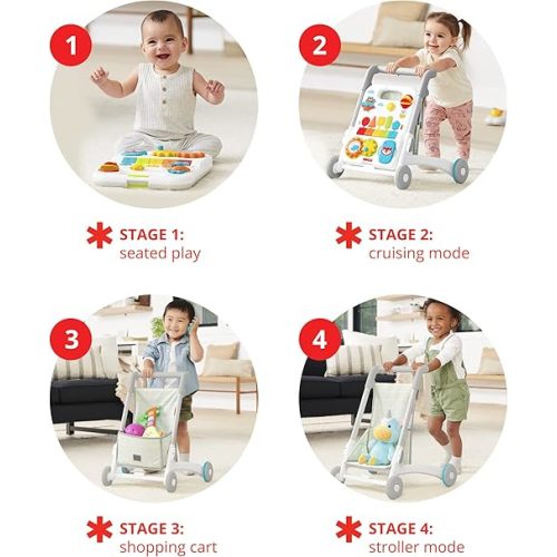 Skip Hop Baby Walker 4-in-1 Sit to Stand Convertible Light Up Music Toy with 40+ Activities Explore & More Age 6m+