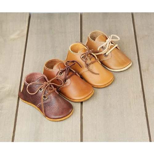 Leather Oxford Baby Moccasins | Lace Up Unisex Shoes