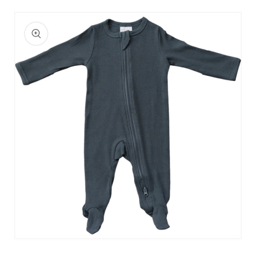Mebie Baby Charcoal Organic Cotton Ribbed Zipper