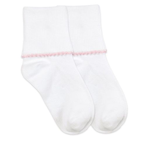 Jefferies Socks Girls Seamless Smooth Toe Tatted Edge Turn Cuff Socks