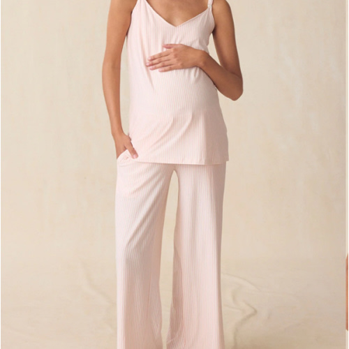 LAKE | Women | DreamModal™ Pajamas | English Rose Pencil Stripe Maternity Kimono Bundle