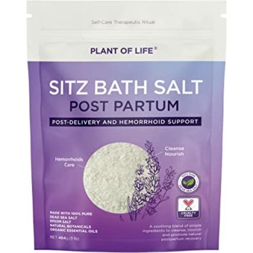 PLANT OF LIFE Sitz Bath Salt - Postpartum Recovery Bath Soak - Made from Epsom Salt, Dead Sea Salt, Essential Oils, Organic Herbs for Self Care Therapy and Hemmrhoid - 16oz