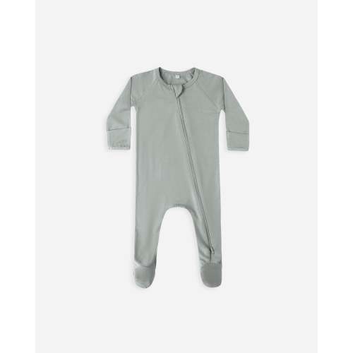 Bamboo Zip Footie || Steel Blue – Quincy Mae