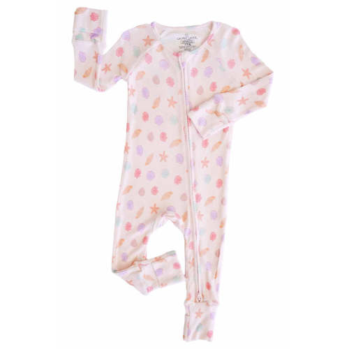 Saltwater Shells Bamboo Waffle Convertible Zip Romper