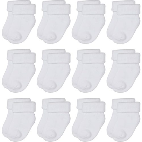 RATIVE Newborn 0-3 Months and Infant 3-12 Months Thick Terry Turn Cuff Socks for Baby Boys Girls