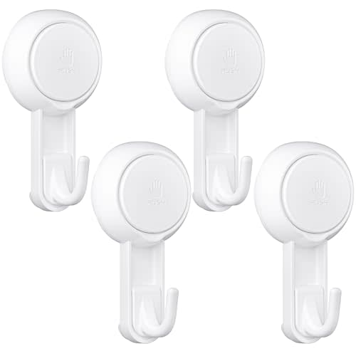 Elegear Mini Suction Cup Hooks, 4 Pack Waterproof Reusable Vacuum Shower Hanger for Loofah, Bathroom & Kitchen