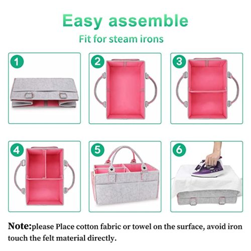 Baby Diaper Caddy Organizer for Girl Boy Large Nursery Storage Bin Basket Portable Holder Tote Bag for Changing Table and Car Baby Shower Gifts Newborn Essentials Baby Registry Must Haves Items Pink - pink