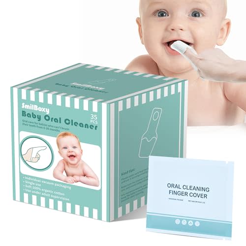 35PCS Finger Cots Baby Mouth Cleaner, Baby Tongue Cleaner Newborn Brushes Teeth with Fingers for 0-36 Months Toddler Care of Mouth, Finger Toothbrush Cleans Teeth, Wipes Tongue Surface