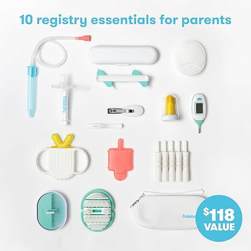 Frida Baby Ultimate Baby Kit, 10 piece New Born Essentials Gift Set Includes Wellness Sick Day, Gas Relief, Grooming Tools & Teething Toys