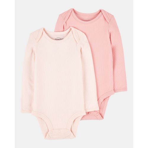 Baby Girl 2-Pack Long-Sleeve PurelySoft Bodysuits- Pink - Carter's | Carter's