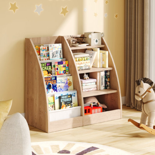 Ebern Designs 4 Tier Kids Bookshelf,4 Layer Sling Kids Book Shelf for Kids Rooms,Wood Children Bookcase | Wayfair
