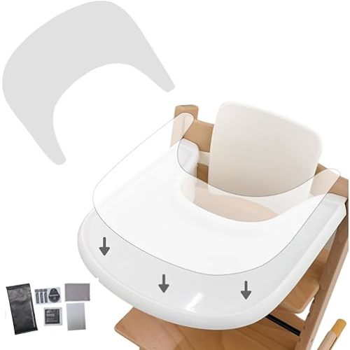 Suction Solver Sticker Compatible with Stokke Tripp Trapp Tray Safe Adehisve Placemat Improves Suction Keeps Suction Bowls and Toys Baby High Chair Placemat (2, Tray Shape with Cleaning Kit)