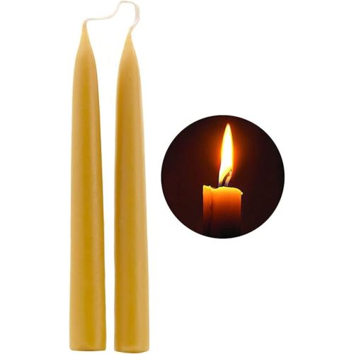 8 inch Natural Beeswax Taper Candles Set of 2