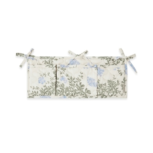 Plumbago satin quilted bed pocket, 43x18cm