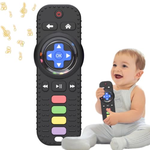 Fu Store Silicone Baby Teether Toys for 0-12 Momths Remote Control Rattle | TV Remote Control Shape Rattle Teethers for Babies Infant Toddlers 3-24 Months Chew Toys Teething Relief Soothe Babies Gums