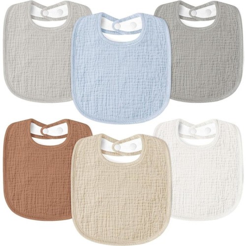 Baby Drool Bibs 6Pack Soft Square, Adjustable Baby Bandana Bibs for Unisex Girls & Boys