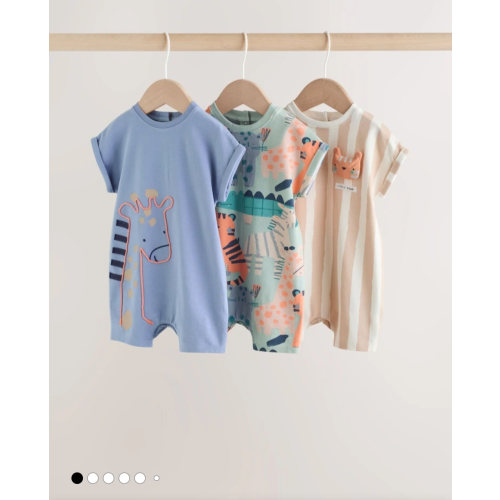 Buy Blue Safari Jersey Baby Rompers 3 Pack from Next USA