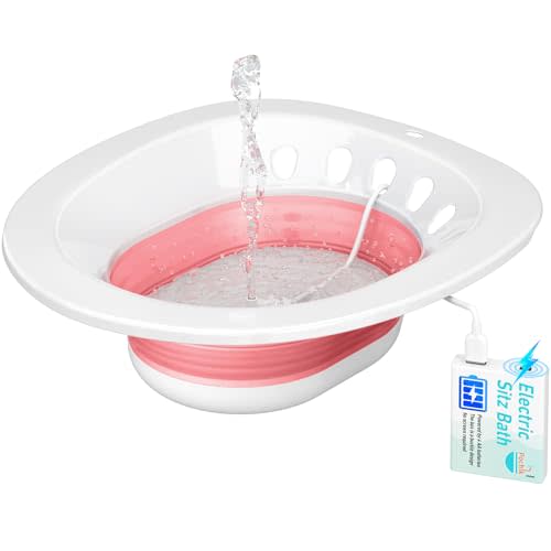 Pochik Electric Sitz Bath, Sitz Bath for Toilet Seat, Hemorrhoids and Postpartum Care Tub, Sits Bath Kit for Women, Automatic Flushing, Collapsible, Unisex