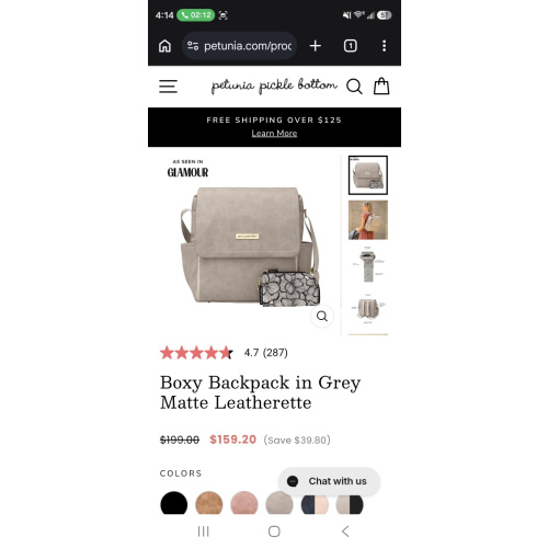 Boxy Backpack in Grey Matte Leatherette