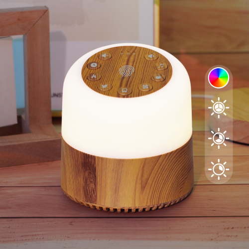 INXDOLHOM White Noise Machine for Baby Adult Sleep, 32 Soothing Sound Machine with Night Light for Home Office Travel, Wooden