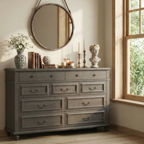 Alcott Hill® Eilam Solid and Manufactured Wood 9-Drawer Dresser & Reviews | Wayfair