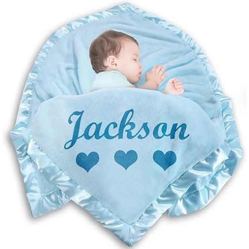 Yofair Personalized Baby Blanket for Girls Boys Custom Blanket with Name Customized Baby Gifts for Newborn