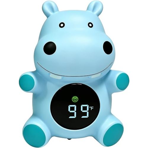 Baby Bath Thermometer for Bathtub, Hippo Shape Floating Digital Water Temperature Thermometer with 32-140 °Fahrenhei Display, Baby Safety, Instant Results, Baby Bath Essentials for Newborns