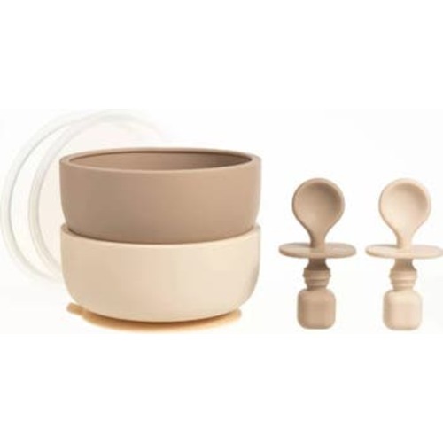Silicone Baby Feeding Set with Suction Bowls & Spoons, 4-Piece