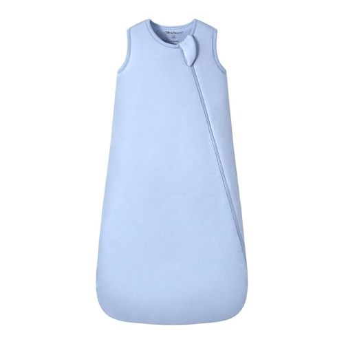 Mosebears Unisex Rayon Made from Bamboo Sleep Sack with 2-Way Zipper,2.5 Tog Baby Winter Sleep Sack(Fog Blue,6-18 Months)