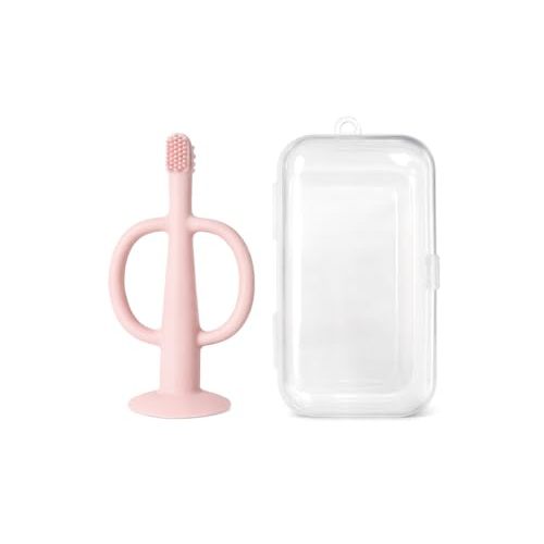 Training Baby Toothbrush Teether Toddlers (0–24 Months) BPA-Free Silicone Soft Bristle Toothbrush with Case & Suction Base – Gentle Gum & First Teeth Cleaner