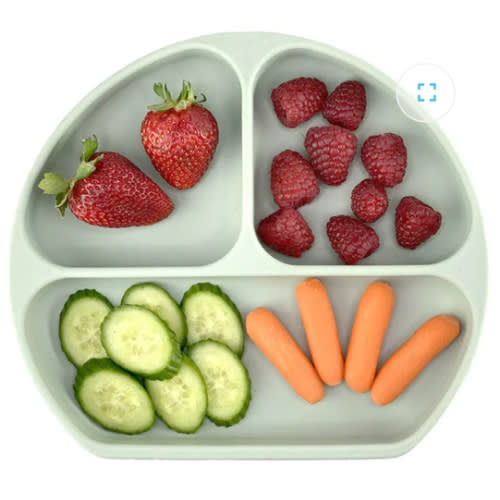 Silicone Divided Suction Plate with Cover – Sage - otterlove by Platinum Pure | Premium Platinum Silicone Products for Babies & Toddlers