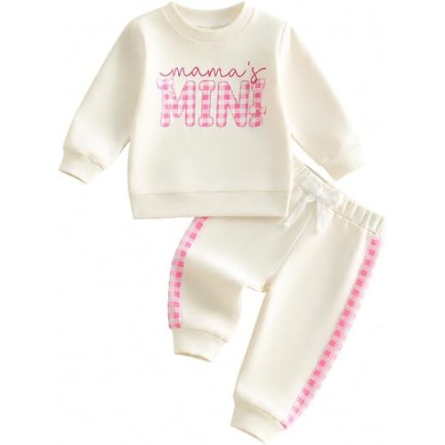 Kupretty Baby Girl Clothes Mama's Mini Sweatshirt Pants Set | Toddler Fall Winter Clothes 3 6 12 18 24 Months 2T 3T Girls Clothing Set Mommy and Me Outfits Long Sleeve Pullover & Joggers