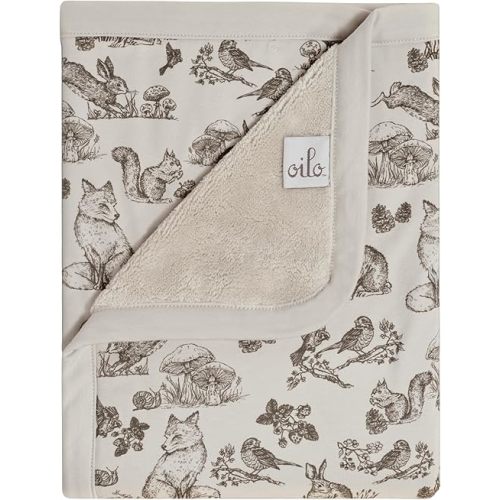 Oilo Woodland Baby Blanket, Woodland Animal Baby Blanket with Ultra, Soft Plush Backing & Organic Cotton Jersey Print, Double, Layered 30x40 Blanket for Newborns & Toddlers