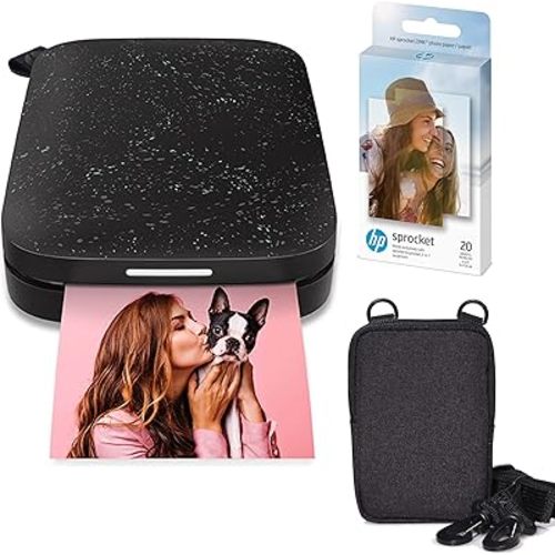HP Sprocket Portable 2x3 Instant Photo Printer (Black Noir) Zink Paper Bundle