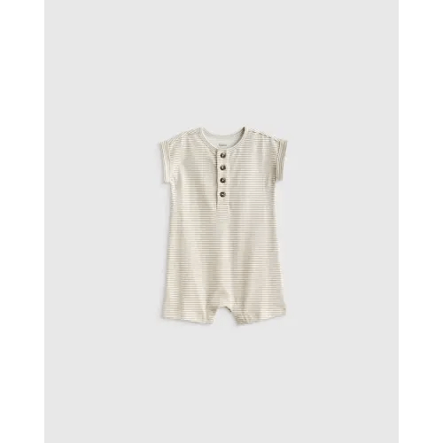 100% Organic Cotton Romper in Dove Stripe
